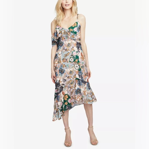RACHEL Roy Wonderlust Floral Ruffle One Shoulder Midi Women Dress Size 10 - Picture 1 of 10